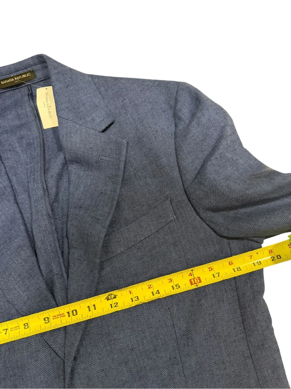 Banana Republic Blue Herringbone Linen Sports Blazer Coat Size 38S Tailored Fit